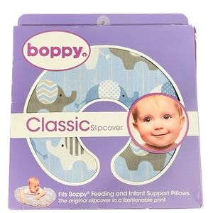 3/$30 Chicco Boppy Feeding & Infant Support Pillow Cover Elephants Blue Gray